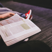 Chłopak czyta książkę na studiach podyplomowych